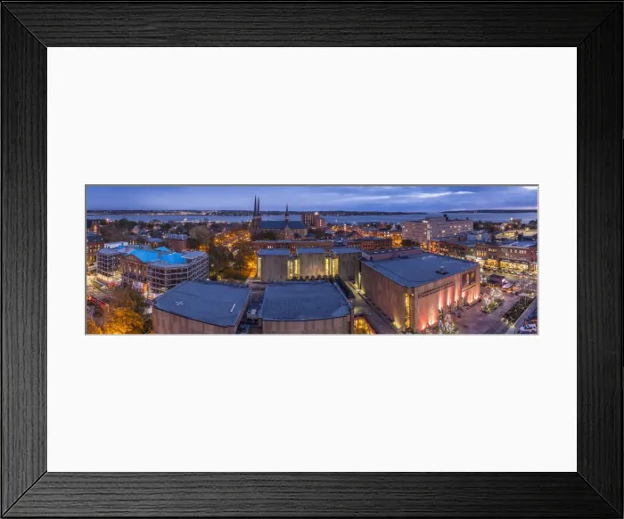 Framed Print : Canada, Prince Edward Island, Charlottetown, elevated view of commercial business