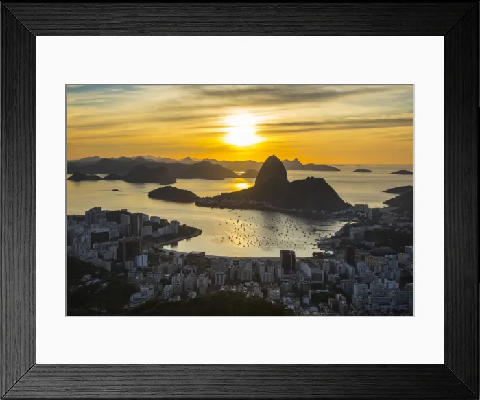 Framed Print : View over Botafogo Bay and the Sugar Loaf, Rio de Janeiro, Brazil