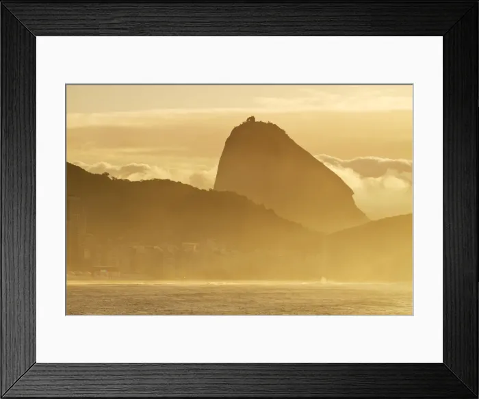 Framed Print : Brazil, Rio De Janeiro, View of Sugar Loaf at sunrise from Copacabana Framed Print : Brazil, Rio De Janeiro, View of Sugar Loaf at sunrise from Copacabana