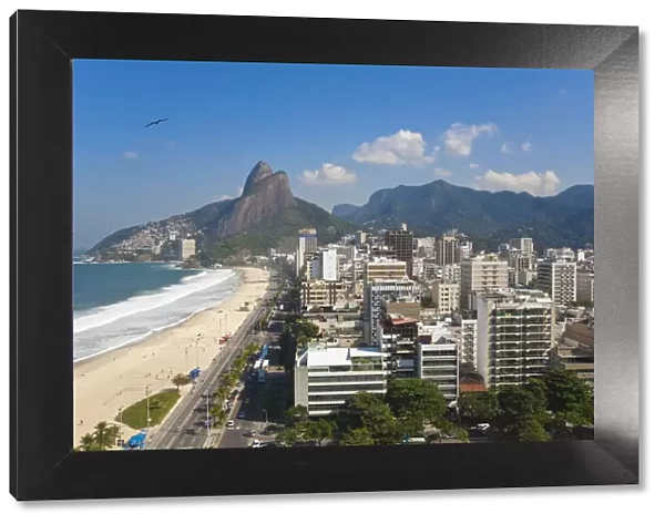 Brazil, Rio De Janeiro, View of Leblon Beach and Two Brothers mountain - Dois Irmaos