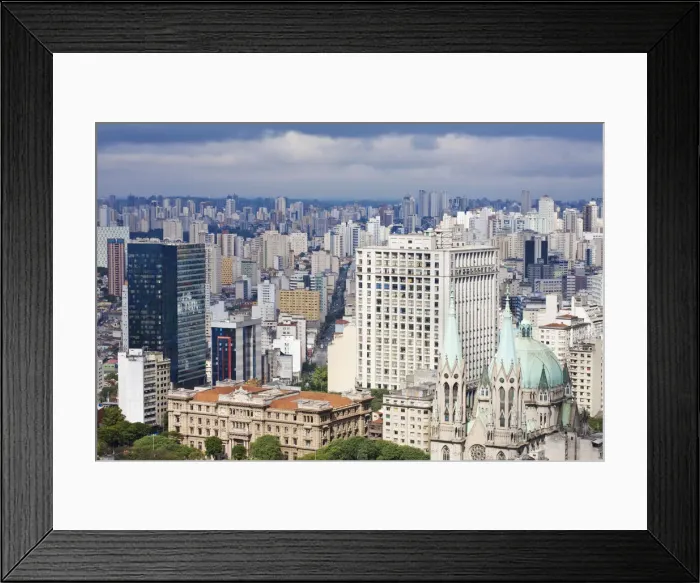 Framed Print : Brazil, Sao Paulo, Sao Paulo, View of city center from the Banespa skyscraper, looking