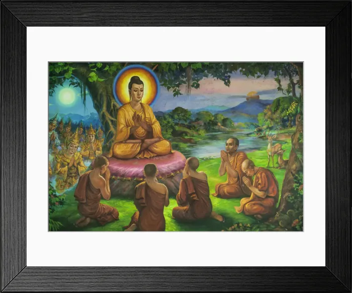 Framed Print : Myanmar (Burma), Yangon, Shwedagon Pagoda, Painting depicting Life of Buddha