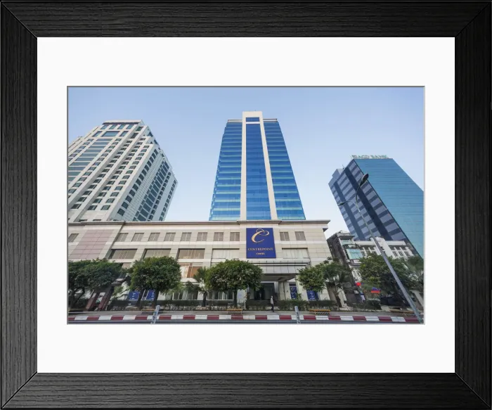 Framed Print : Myanmar (Burma), Yangon, Centrepoint Towers Office Building Framed Print : Myanmar (Burma), Yangon, Centrepoint Towers Office Building