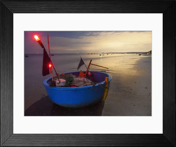 Framed Print : Vietnam, Mui Ne, Mui Ne Beach, Coracle Fishing Boat