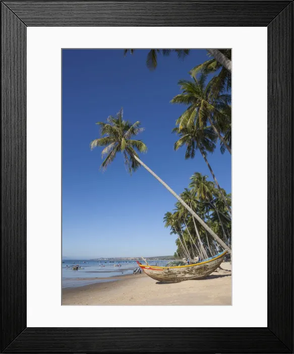 Framed Print : Vietnam, Mui Ne, Mui Ne Beach, Fishing Boat and Palm Trees Framed Print : Vietnam, Mui Ne, Mui Ne Beach, Fishing Boat and Palm Trees