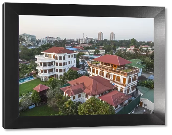 Myanmar (Burma), Yangon, Private Houses of the Wealthy and City Skyline