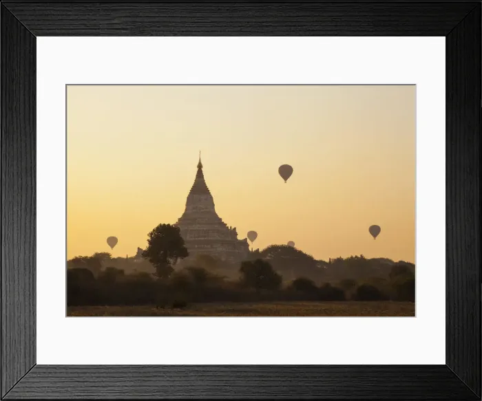Framed Print : Myanmar (Burma), Bagan, Shwesandaw Pagoda and Hot Air Balloons at Sunrise Framed Print : Myanmar (Burma), Bagan, Shwesandaw Pagoda and Hot Air Balloons at Sunrise