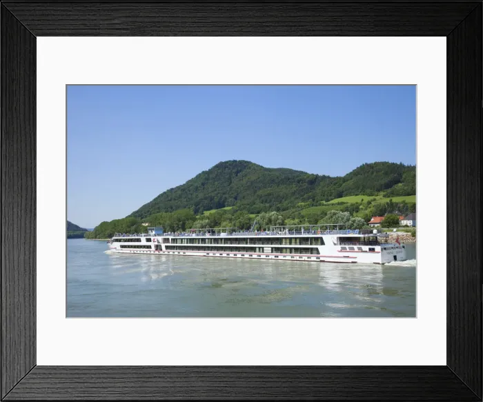 Framed Print : Austria, Wachau, Luxury Cruise Boat on The Danube River