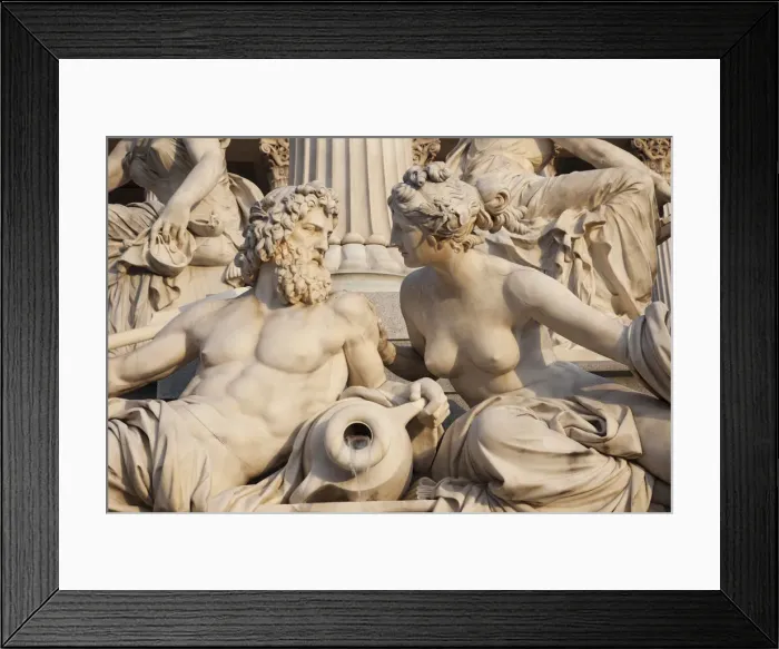 Framed Print : Austria, Vienna, Parliament Building, Detail of the Palais-Athene Fountain Framed Print : Austria, Vienna, Parliament Building, Detail of the Palais-Athene Fountain