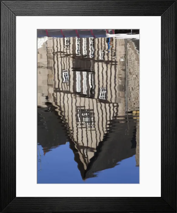 Framed Print : France, Brittany, Cotes-D Armor, Dinan, The Port, Reflection of Half Timbered Framed Print : France, Brittany, Cotes-D Armor, Dinan, The Port, Reflection of Half Timbered