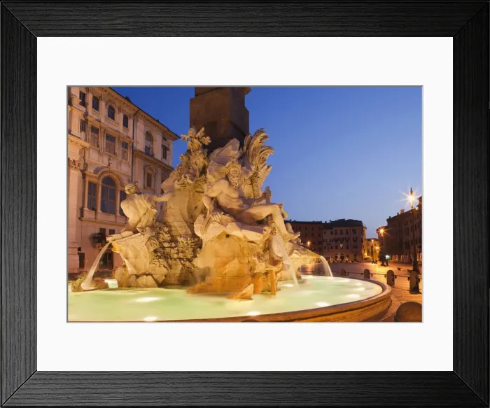 Framed Print : Italy, Rome, Piazza Navona, Fountain of the Four Rivers Framed Print : Italy, Rome, Piazza Navona, Fountain of the Four Rivers