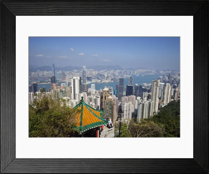 Framed Print : China, Hong Kong, View from Victoria Peak, City Skyline and Victoria Harbour