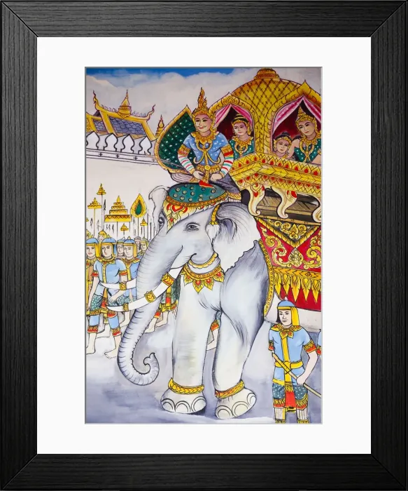 Framed Print : Laos, Vientiane, Wat Inpeng, Ceiling Artwork Depicting the Life of Buddha Framed Print : Laos, Vientiane, Wat Inpeng, Ceiling Artwork Depicting the Life of Buddha