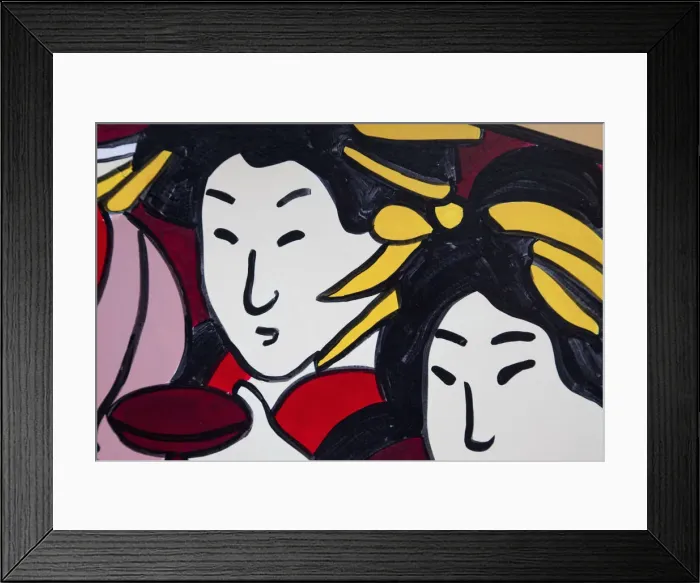 Framed Print : Japan, Tokyo, Asakusa, Shop Front Decoration featuring Female Ukiyo-e Characters Framed Print : Japan, Tokyo, Asakusa, Shop Front Decoration featuring Female Ukiyo-e Characters