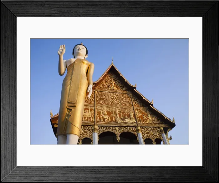 Framed Print : Laos, Vientiane, Pha That Luang, Buddha Statue at Sunrise Framed Print : Laos, Vientiane, Pha That Luang, Buddha Statue at Sunrise