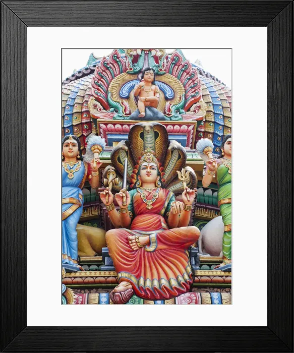 Framed Print : Singapore, Sri Mariamman Temple, Hindu Deities Adorning Roof of Main Prayer Hall Framed Print : Singapore, Sri Mariamman Temple, Hindu Deities Adorning Roof of Main Prayer Hall