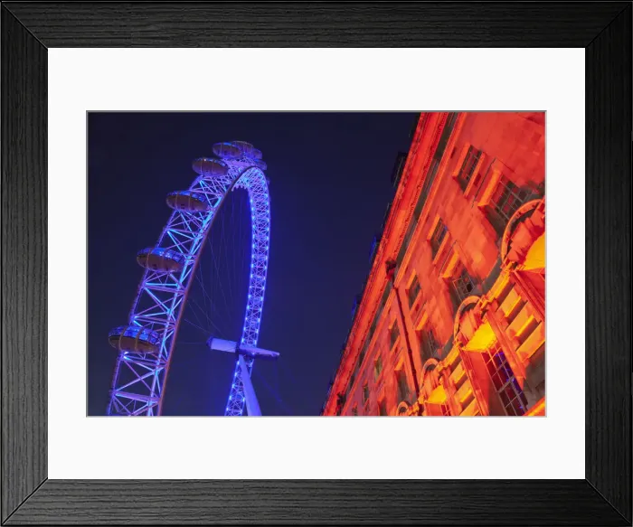 Framed Print : England, London, London Eye and County Hall Building Framed Print : England, London, London Eye and County Hall Building