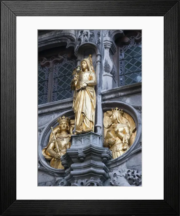 Framed Print : Belgium, Brugge, Facade of the Holy Blood Church, Golden Figure Framed Print : Belgium, Brugge, Facade of the Holy Blood Church, Golden Figure