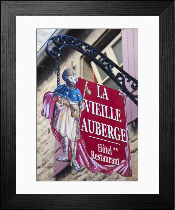 Framed Print : France, Normandy, Mont St. Michel, Hotel Sign Framed Print : France, Normandy, Mont St. Michel, Hotel Sign