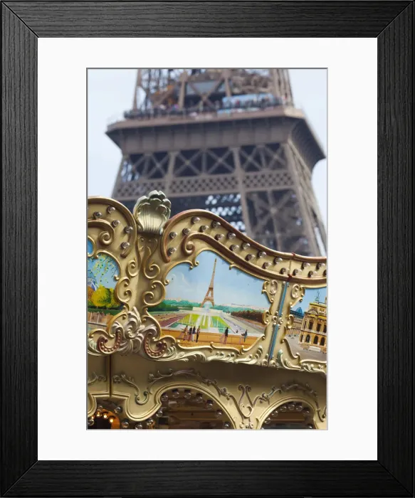 Framed Print : France, Paris, Carousel Decoration and Eiffel Tower Framed Print : France, Paris, Carousel Decoration and Eiffel Tower