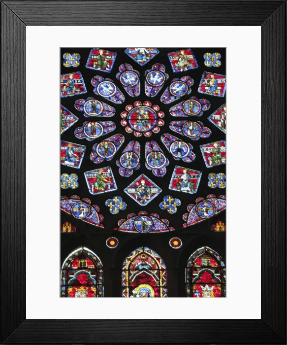 Framed Print : France, Eure-et-Loire, Chartres, Chartres Cathedral, The North Rose Window depicting Framed Print : France, Eure-et-Loire, Chartres, Chartres Cathedral, The North Rose Window depicting