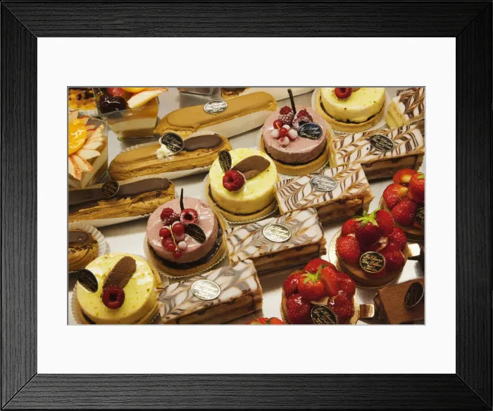 Framed Print : France, Paris, Pastries Display in Patisserie Shop Window