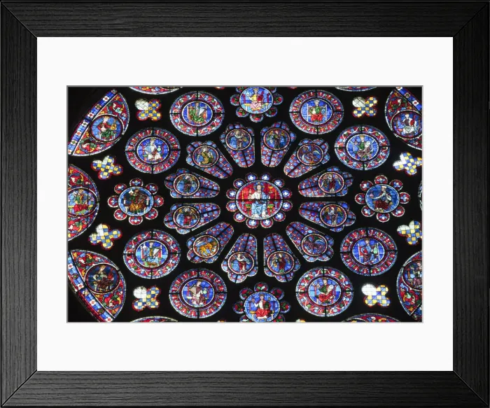 Framed Print : France, Eure-et-Loire, Chartres, Chartres Cathedral, The South Rose Window depicting Framed Print : France, Eure-et-Loire, Chartres, Chartres Cathedral, The South Rose Window depicting