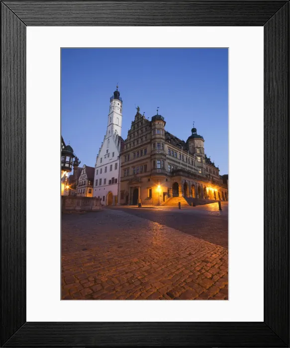 Framed Print : Germany, Bavaria, Romantic Road, Rothenburg ob der Tauber, Rathaus or Town Hall