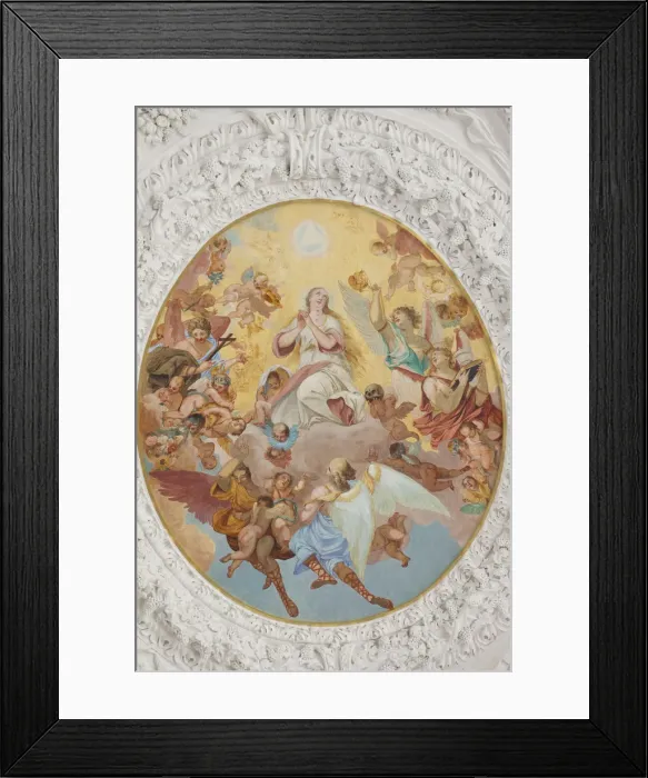 Framed Print : Germany, Upper Bavaria, Altotting, St. Madgalene Church, Detail of Ceiling Artwork Framed Print : Germany, Upper Bavaria, Altotting, St. Madgalene Church, Detail of Ceiling Artwork