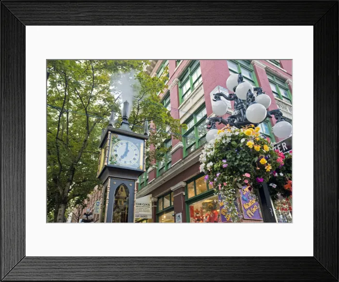 Framed Print : Steam Powered Clock, Gastown Historic District, Vancouver, British Columbia, Canada Framed Print : Steam Powered Clock, Gastown Historic District, Vancouver, British Columbia, Canada