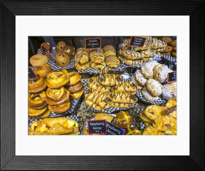 Framed Print : Pastries & croissants, Public Market, Granville Island, Vancouver, British Columbia Framed Print : Pastries & croissants, Public Market, Granville Island, Vancouver, British Columbia