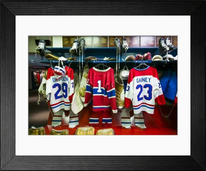 Framed Print : Canada, Ontario, Toronto, Hockey Hall of Fame, locker room of the Montreal Canadiens Framed Print : Canada, Ontario, Toronto, Hockey Hall of Fame, locker room of the Montreal Canadiens