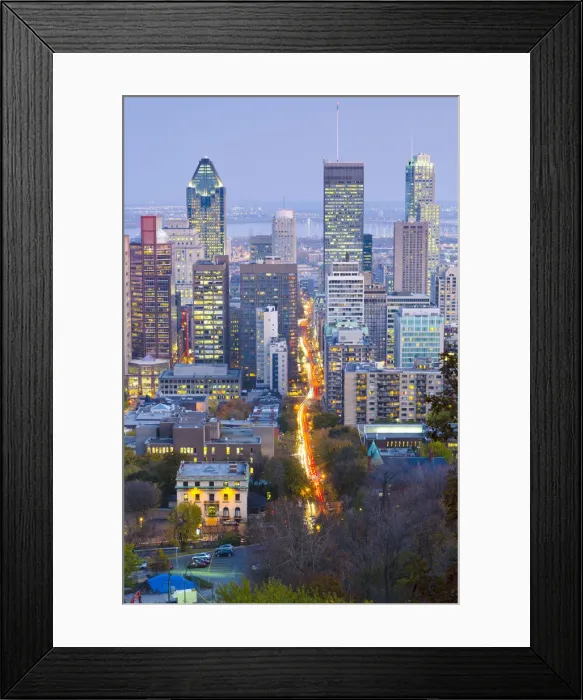 Framed Print : Canada, Quebec, Montreal. Downtown from Mount Royal Park or Parc du Mont-Royal Framed Print : Canada, Quebec, Montreal. Downtown from Mount Royal Park or Parc du Mont-Royal