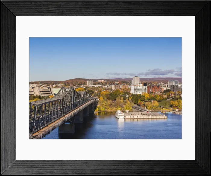 Framed Print : Canada, Quebec, Hull-Gatineau, elevated city view above Alexandria Bridge from Ottawa