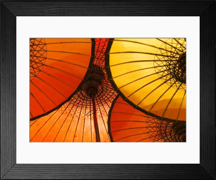 Framed Print : Handmade oriental umbrellas, Bagan, Myanmar (Burma) Framed Print : Handmade oriental umbrellas, Bagan, Myanmar (Burma)