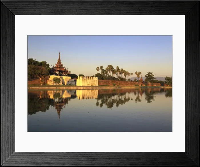 Framed Print : Myanmar (Burma), Mandalay, Moat and city fortress walls