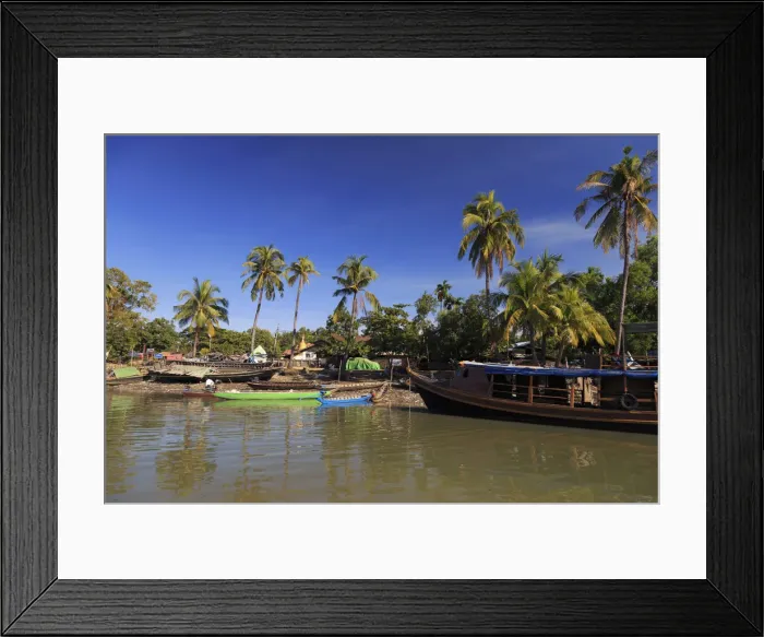 Framed Print : Myanmar (Burma), Rahine State, Sittwe, Boat departing for Mrauk U Framed Print : Myanmar (Burma), Rahine State, Sittwe, Boat departing for Mrauk U