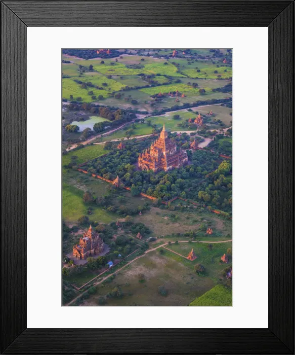 Framed Print : Myanmar (Burma), Temples of Bagan (Unesco world Heritage Site) elevated view from Baloon Framed Print : Myanmar (Burma), Temples of Bagan (Unesco world Heritage Site) elevated view from Baloon
