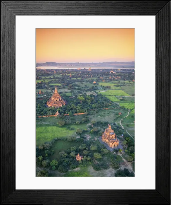 Framed Print : Myanmar (Burma), Temples of Bagan (Unesco world Heritage Site) elevated view from Baloon Framed Print : Myanmar (Burma), Temples of Bagan (Unesco world Heritage Site) elevated view from Baloon