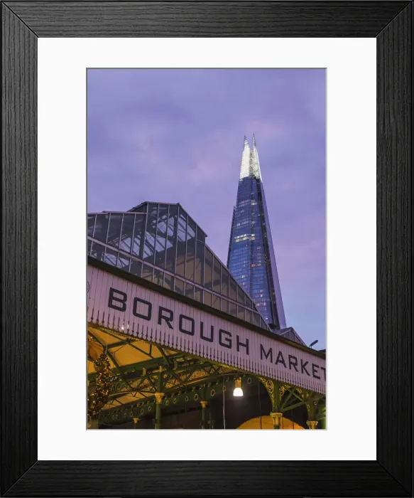 Framed Print : England, London, Southwark, London Bridge City, Borough Market and The Shard Framed Print : England, London, Southwark, London Bridge City, Borough Market and The Shard