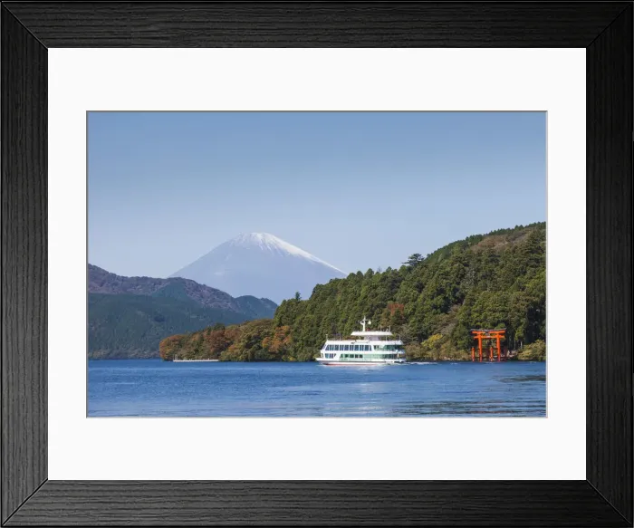 Framed Print : Japan, Honshu, Fuji-Hakone-Izu National Park, Lake Ashinoko, Sightseeing Tour Boat and Mt Framed Print : Japan, Honshu, Fuji-Hakone-Izu National Park, Lake Ashinoko, Sightseeing Tour Boat and Mt
