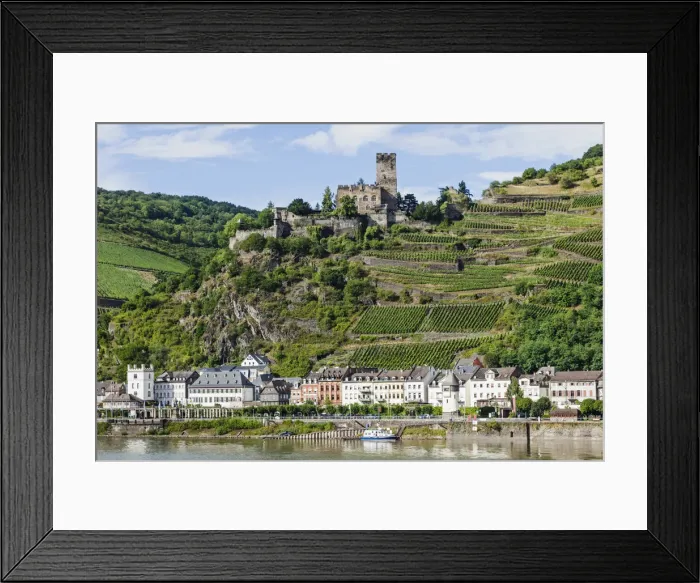 Framed Print : Germany, Rhineland-Palatinate, Rhine Valley, River Rhine and Gutenfels Castle