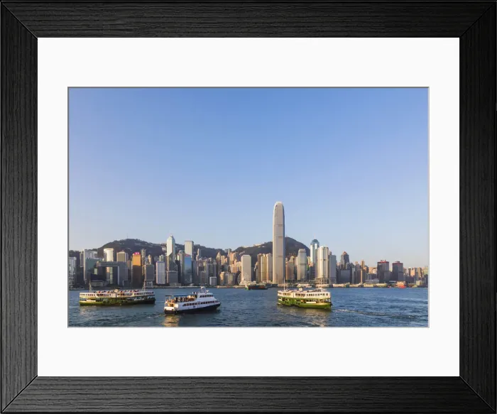 Framed Print : China, Hong Kong, City Skyline and Star Ferry Framed Print : China, Hong Kong, City Skyline and Star Ferry