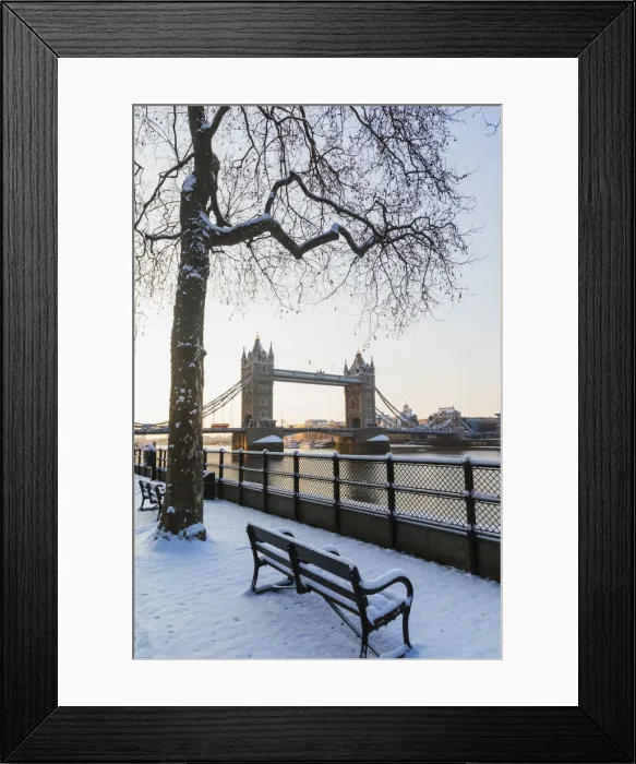 Framed Print : England, London, Southwark, Tower Bridge in the Snow