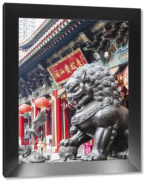 China, Hong Kong, Kowloon, Wong Sai Tin Temple, Lion Statue