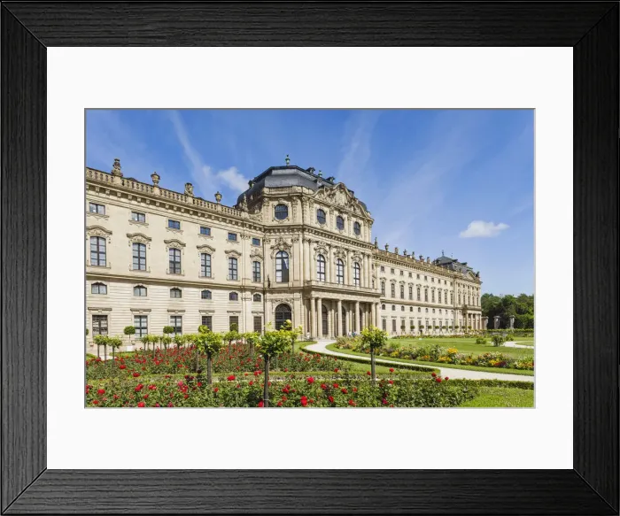 Framed Print : Germany, Bavaria, Romantic Road, Wurzburg, Wurzburg Residence and Court Garden