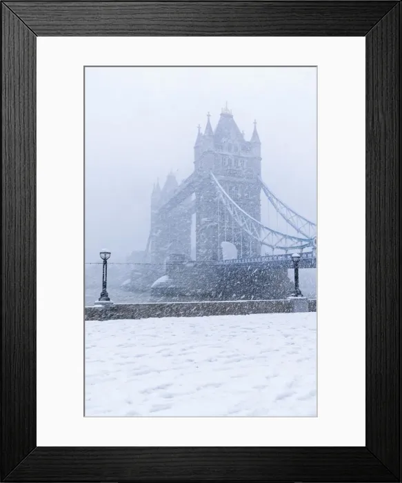 Framed Print : England, London, Southwark, Tower Bridge and Potters Field in the Snow Framed Print : England, London, Southwark, Tower Bridge and Potters Field in the Snow