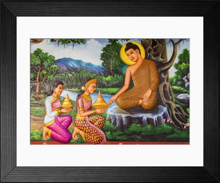 Framed Print : Cambodia, Siem Reap, Preah Promreath Temple, Wall Mural Painting depicting the Life