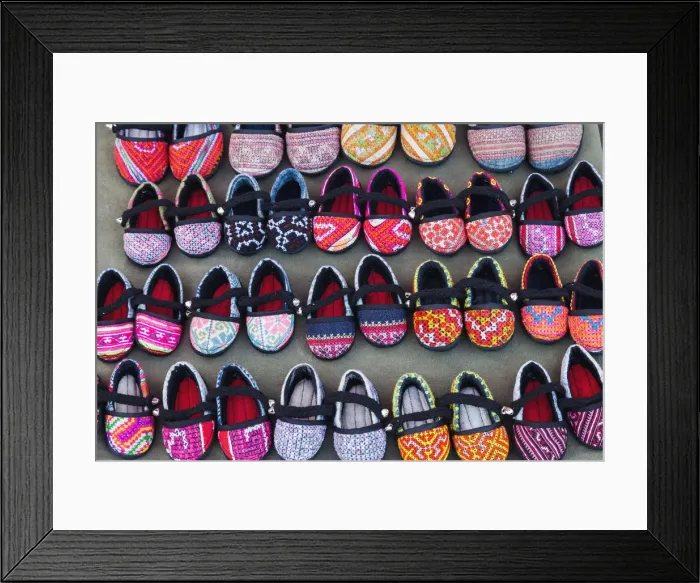 Framed Print : Thailand, Chiang Mai, Walking Street Sunday Market, Childrens Shoes Framed Print : Thailand, Chiang Mai, Walking Street Sunday Market, Childrens Shoes