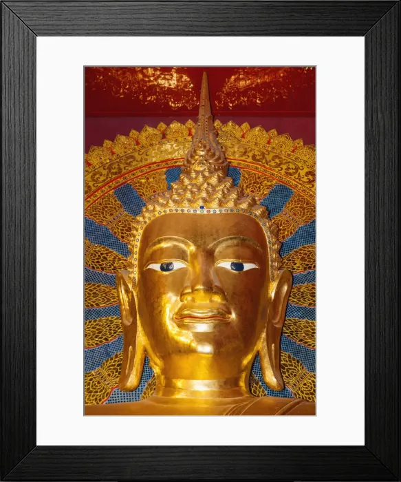 Framed Print : Thailand, Chiang Mai, Wat Phra Sing, Buddha Statue in the Main Prayer Hall